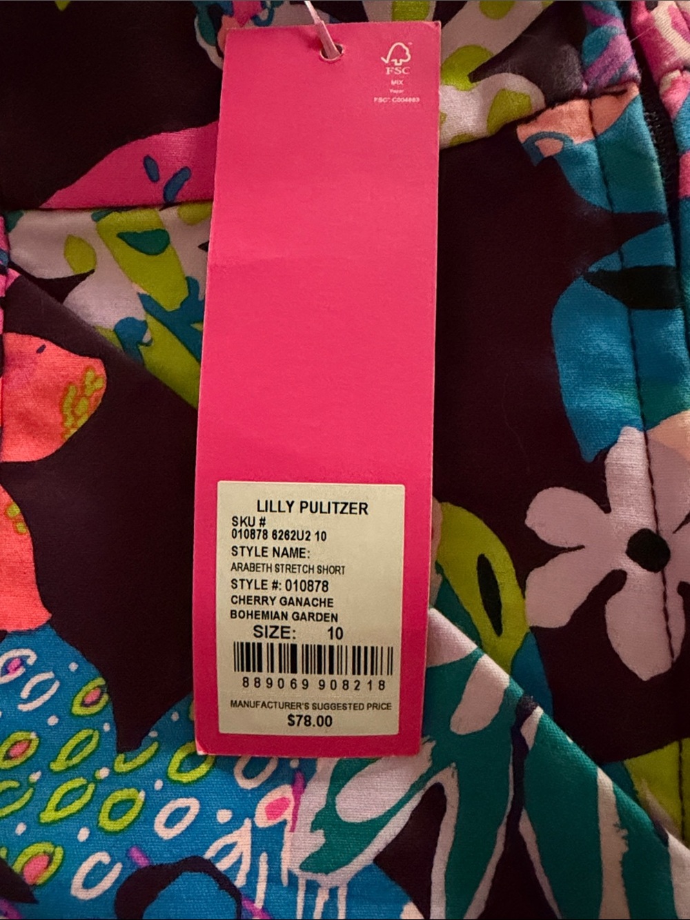 NWT Lilly Pulitzer Floral High-Waist Shorts in Pink Multi with side zipper - Picture 5 of 5
